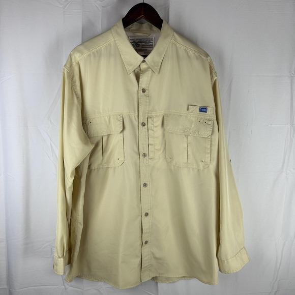 AFTCO Fishing Shirt Mens XL Long Sleeve Vented Performance Outdoor Pockets - Picture 1 of 16